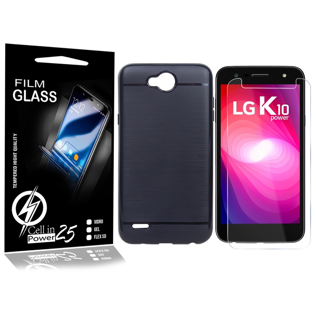 Capa Emborrachada LG K10 Power Lgm320tv + Pelicula De Vidro