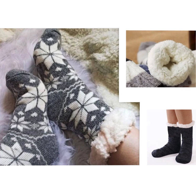 Kit 2 Meia Pantufa Infantil: Lã Forrada com Pelúcia e Solado Antiderrapante – Menino