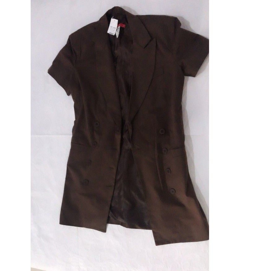 Blazer alongado pode ser vestido alfaiataria marrom feminino estilo moderno