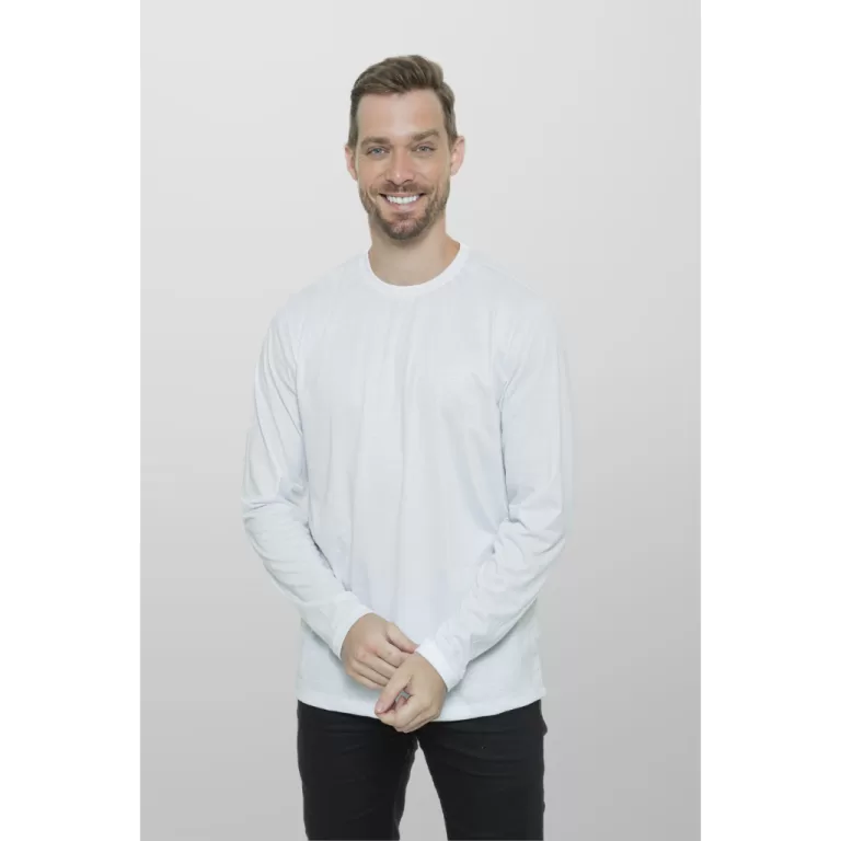 Blusa Manga Longa Branca 100% poliéster