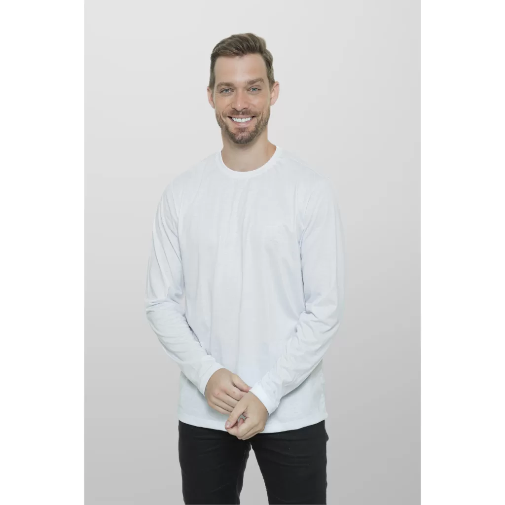 Blusa Manga Longa Branca 100% poliéster
