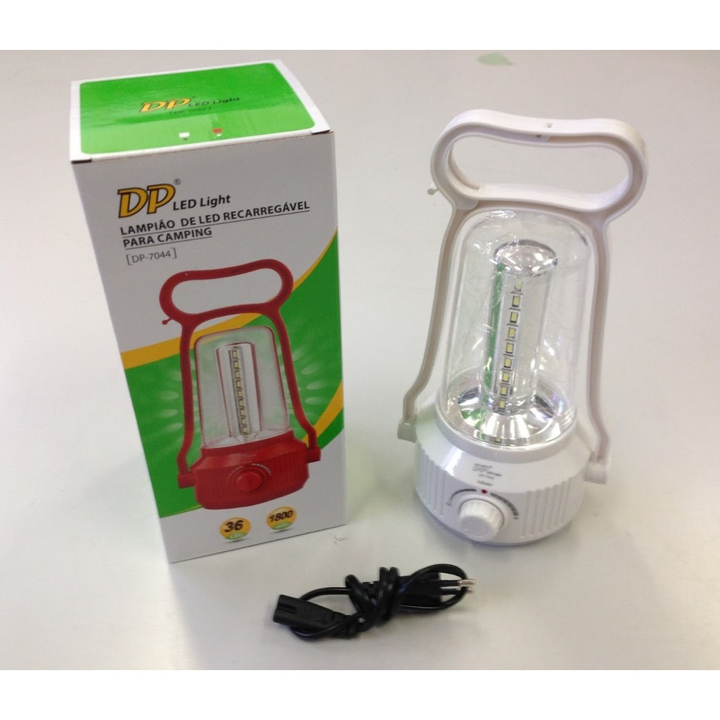 Lampião De Led Dp-7044C Luminária Recarregável 36 Leds Bi-volt