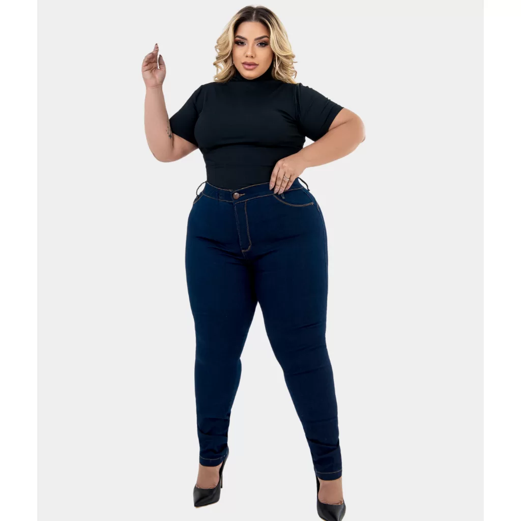 Calça Jeans Feminina Plus Size 48 ao 54 Cintura Alta Com Lycra Levanta Bumbum