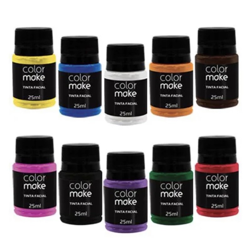 Tinta facial 35ml Colormake Maquiagem artistica Escola Carnaval Circo