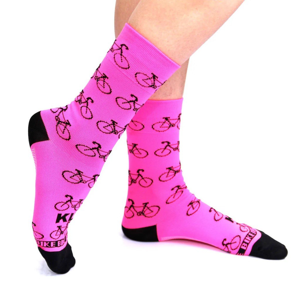 Meia Ciclismo Feminina Compressão Rosa Bicicletas KL