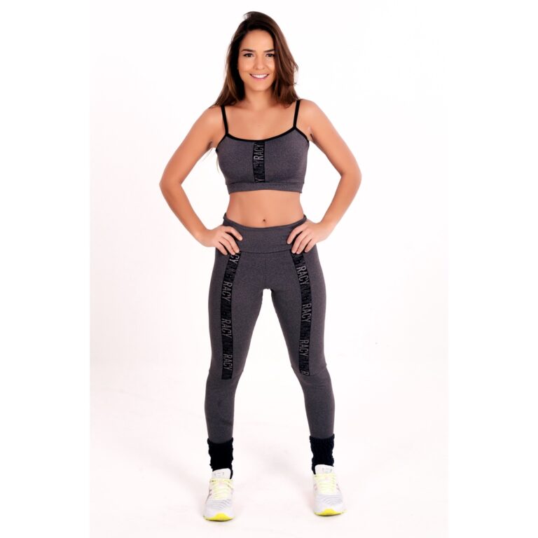Conjunto Fitness Calça Legging Cintura Alta e Cro