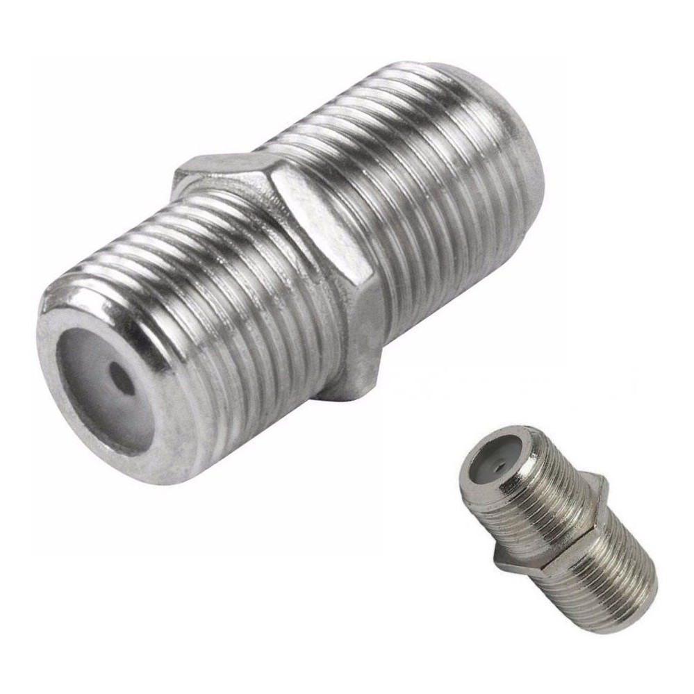 1 unidade = Adaptador Emenda F Coaxial Fêmea x Fêmea Niquelada