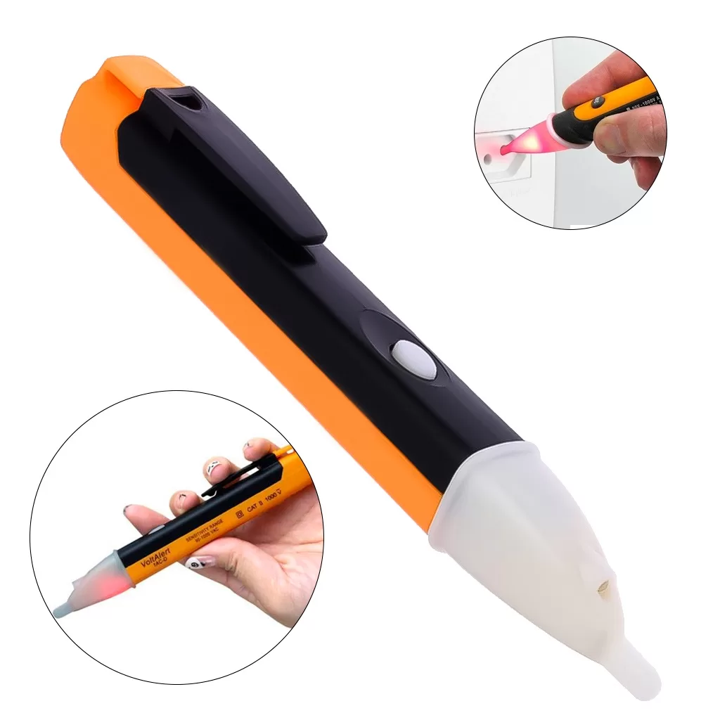 Caneta Detectora de Tensão AC Alerta Sonoro Corrente Elétrica Teste com Pilhas