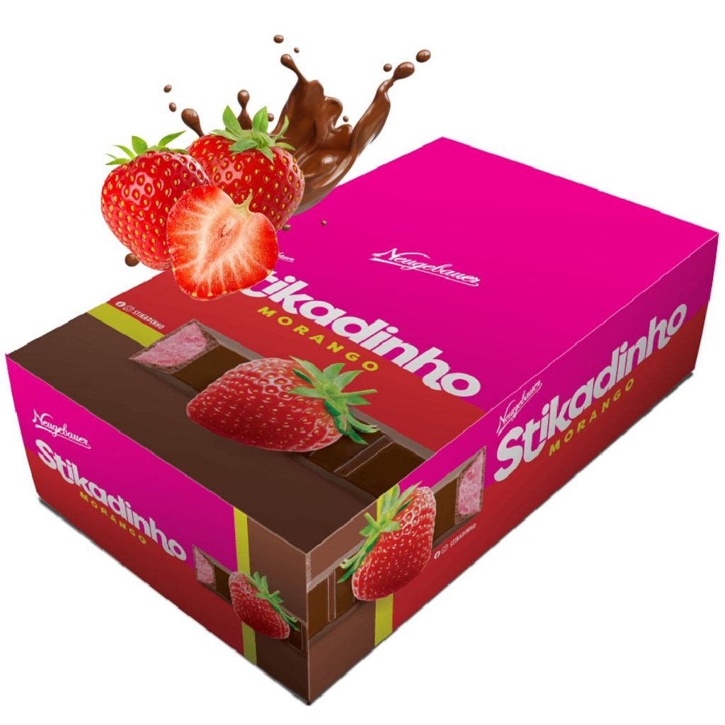 Caixa de Chocolate Stikadinho sabor Morango C/32unidades Neugebauer