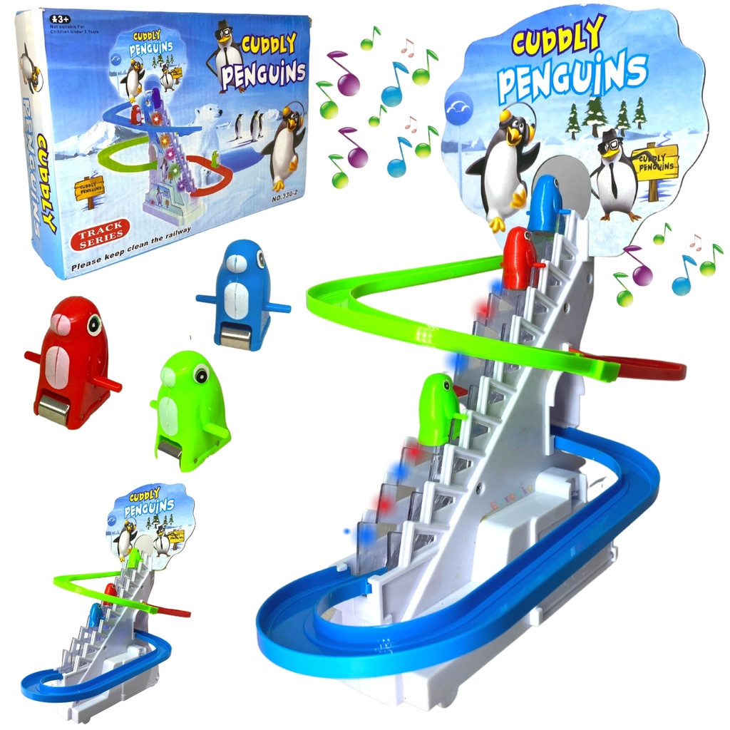 Brinquedo Pista Musical Pintinho Unicórnio Pinguim Dinossauro Bombeiro Escorregador Escada C/ Luzes