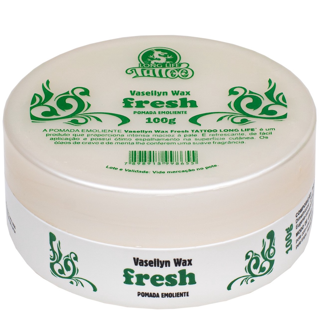 Vaselina para Tatuagem Fresh 100g eficaz para esfriar, relexar e acalmar a pele Tattoo Long Life