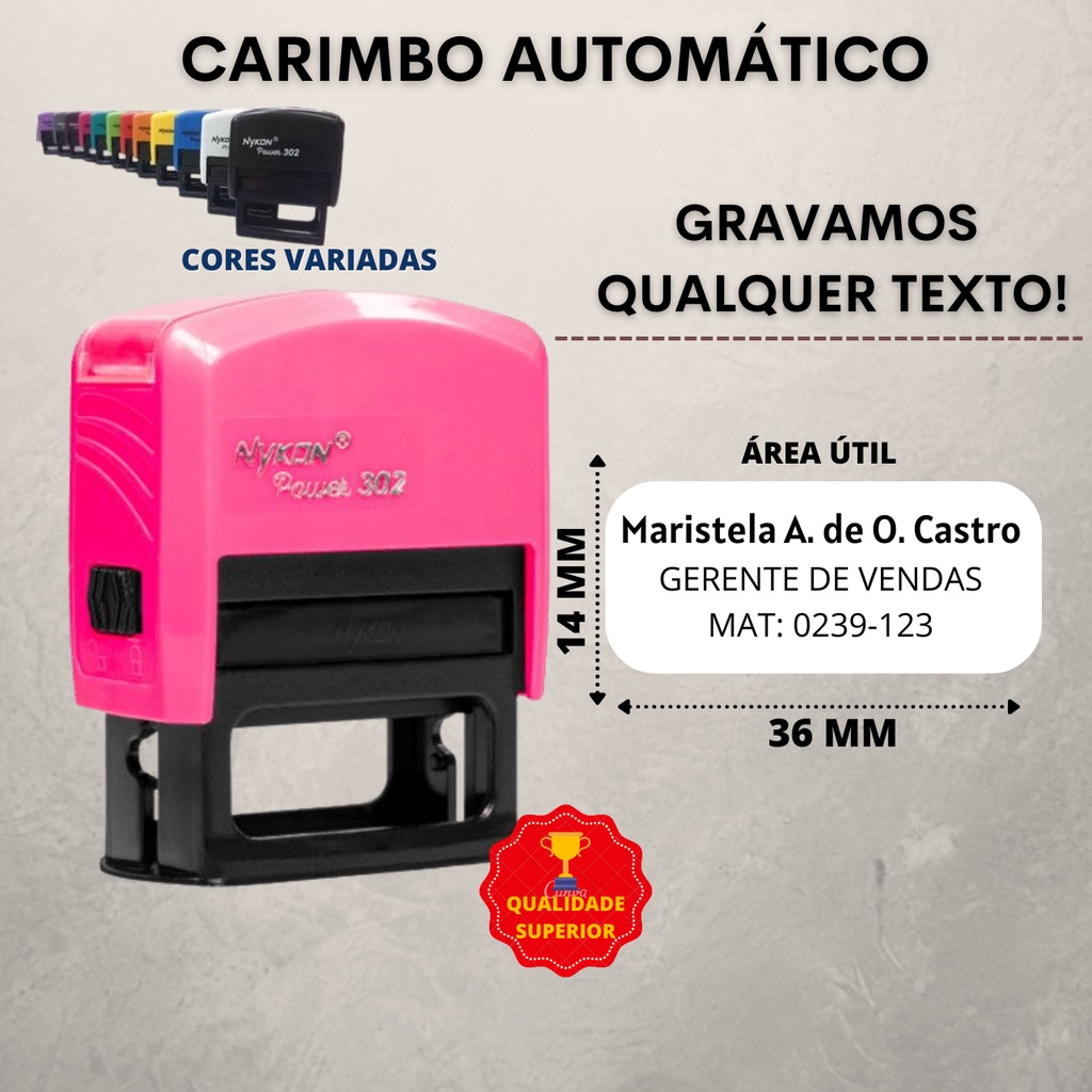 Recomendado | Carimbo Personalizado de Alta Qualidade – Nykon   (FALAR NO CHAT ANTES DE FAZER  O PED