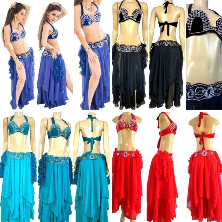 Dança do Ventre Conjunto Traje Top, Cinto e Saia 