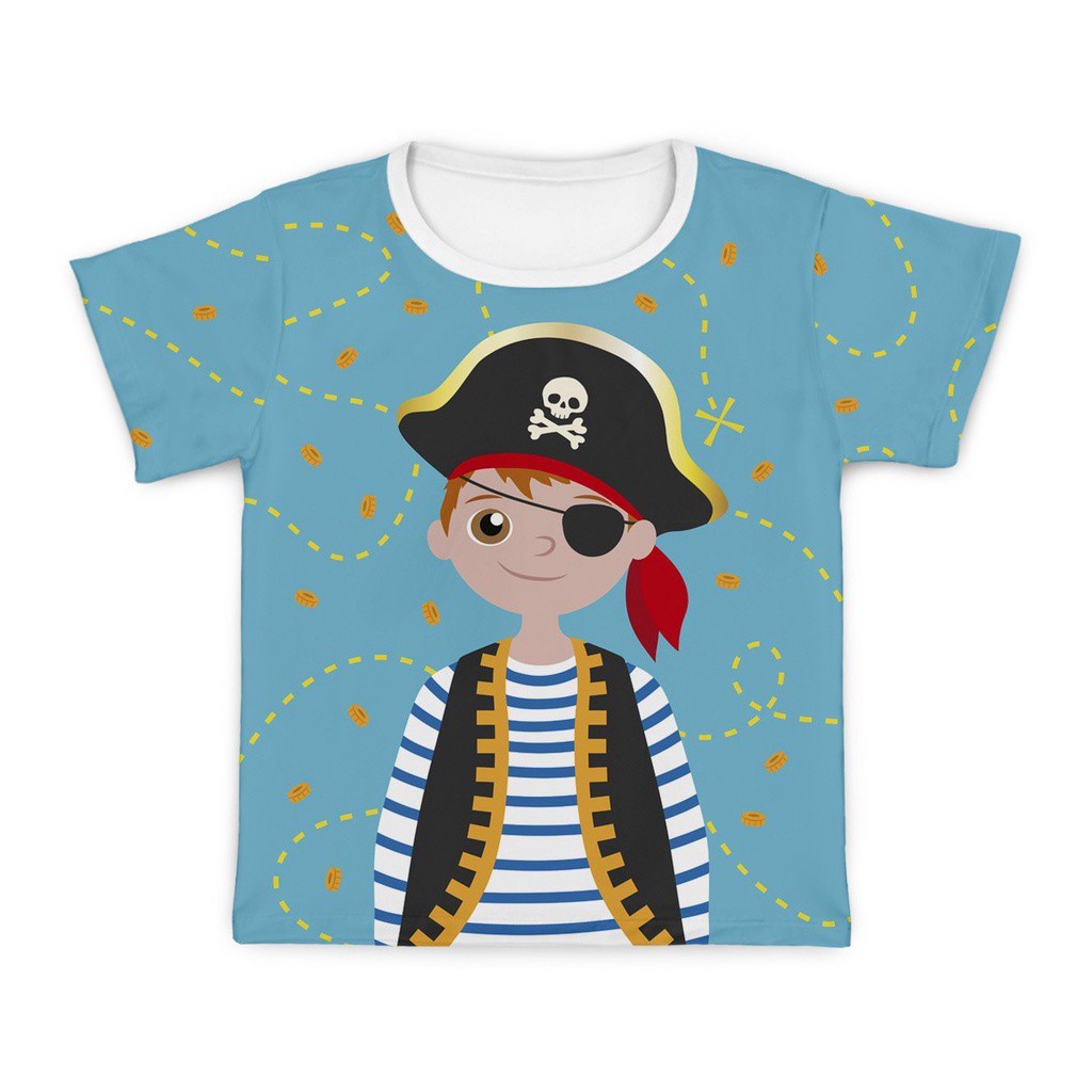 Camisa Masculina Manga Curta Infantil Menino Proteção Solar+50 Pirata MiniBoo