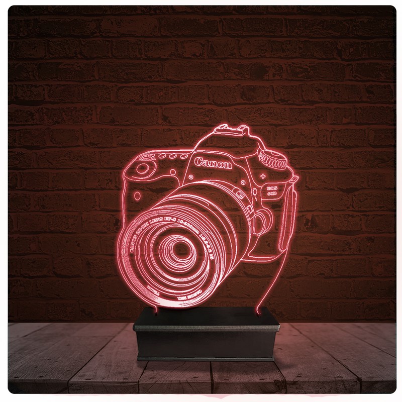 Abajur Luminária Acrílico Led – Câmera Canon Fotografia