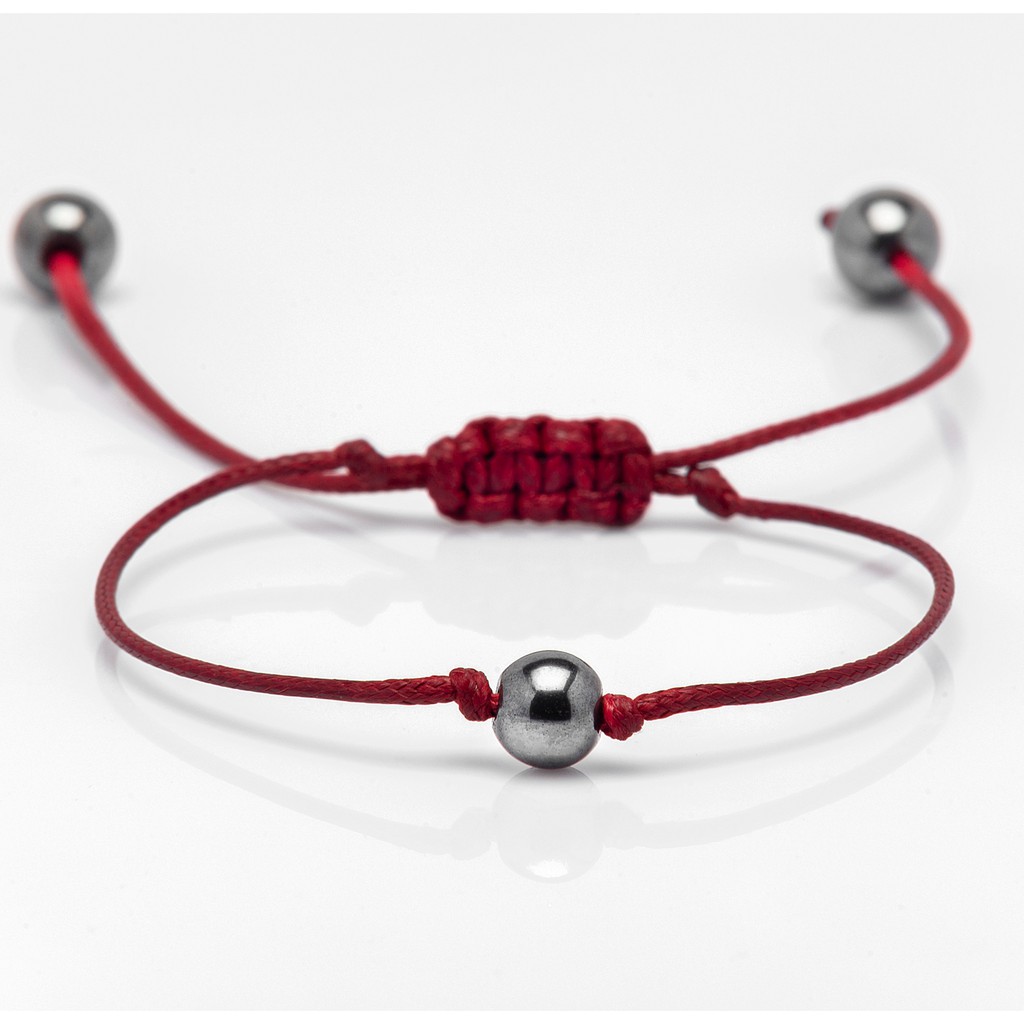 2 Pulseira Namoro Amizade Best Friend Pedra Natural Hematita e Cordão Encerado tipo Conexão Akai Ito