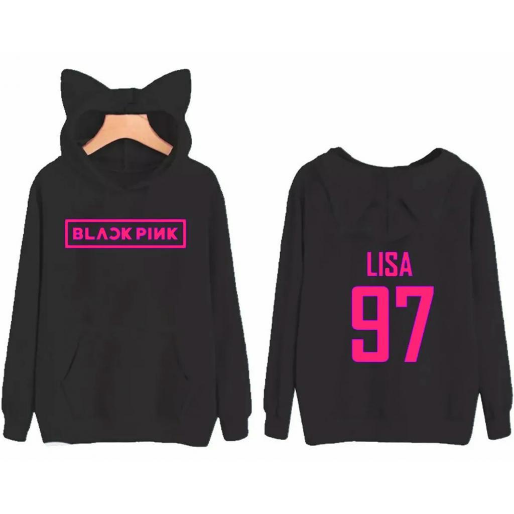 Blusa de frio moletom canguru infantil feminino black pink