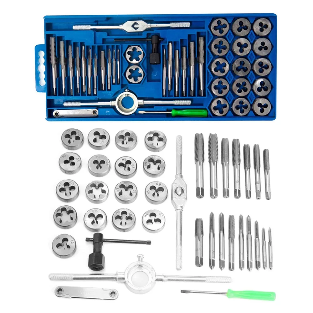 Jogo Kit Macho E Tarracha Cossinete Com 40 Peças Rosca Interna e Externa Direita Esquerda