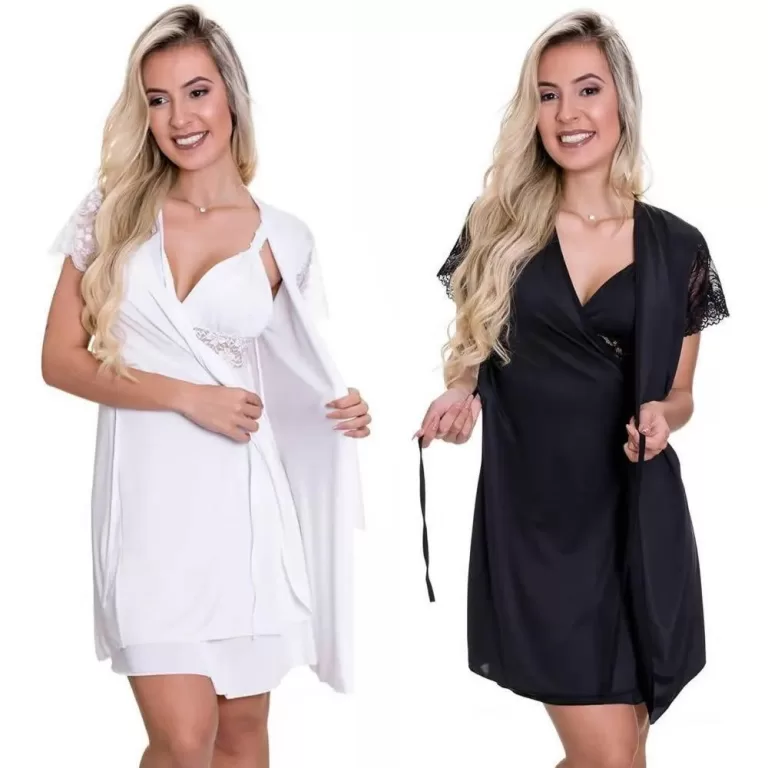 KIT 2 Camisolas Amamentação Gestante com Robe Br