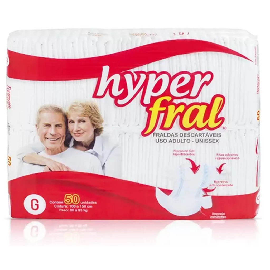 KIT 2 FRALDA GERIÁTRICA HYPERFRAL G/ 50 = 100 un
