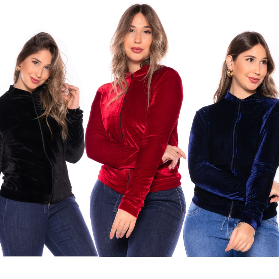 Jaqueta Bomber Veludo Moda Casaco Jaquetinha Tendência Feminina Promoção