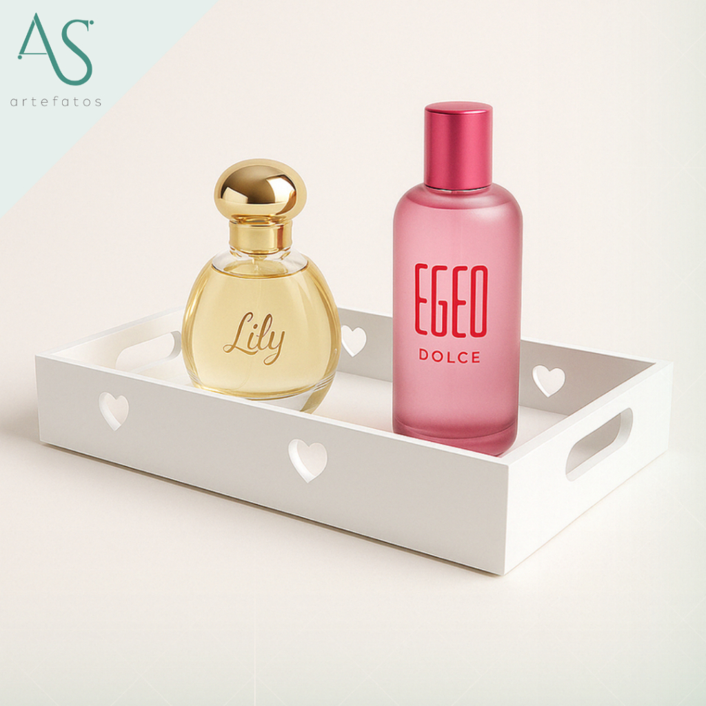 Bandeja Decorativa Mdf Bandeija Decoracao Coração Branca