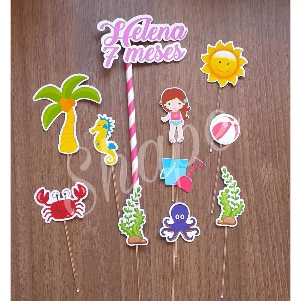 Topper Personalizado Para Bolo – Praia Menina – Topo