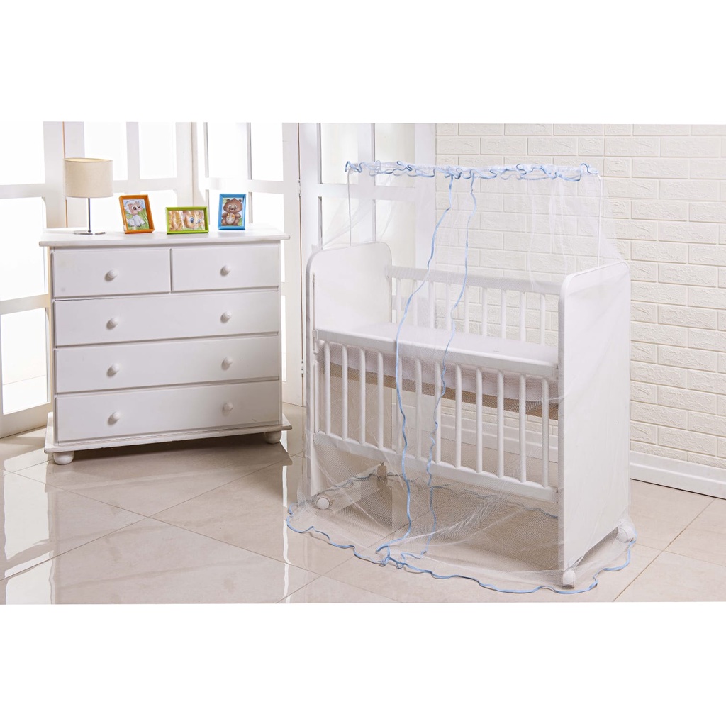 Mosquiteiro para mini Berço de Bebê Azul Bebe – Véu para mini Berço bebe menino Azul Claro