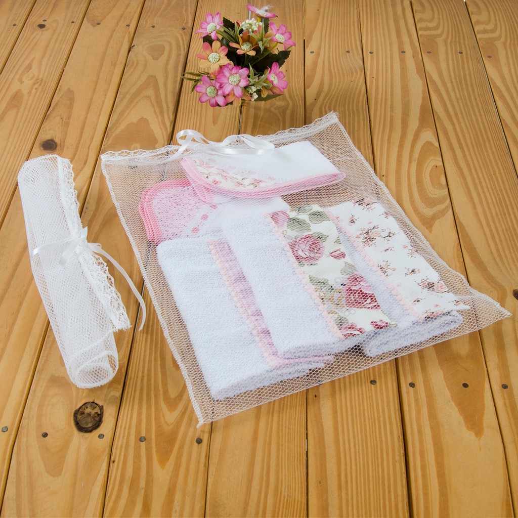 Kit 5x Saquinhos Maternidade Bolsa Maternidade 35×40 cm Tule Com Fita de Cetim