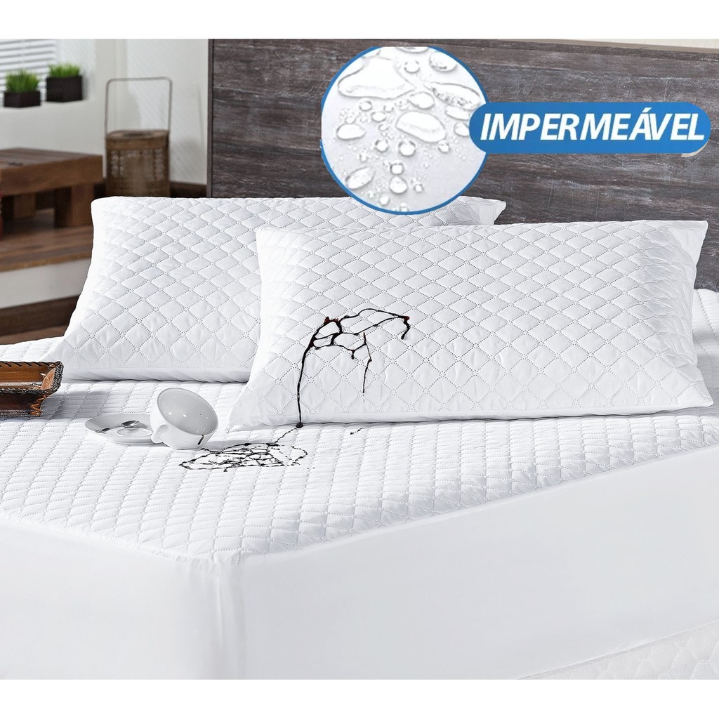 Kit 2 Capas Impermeável De Travesseiro Com Zíper Protetora