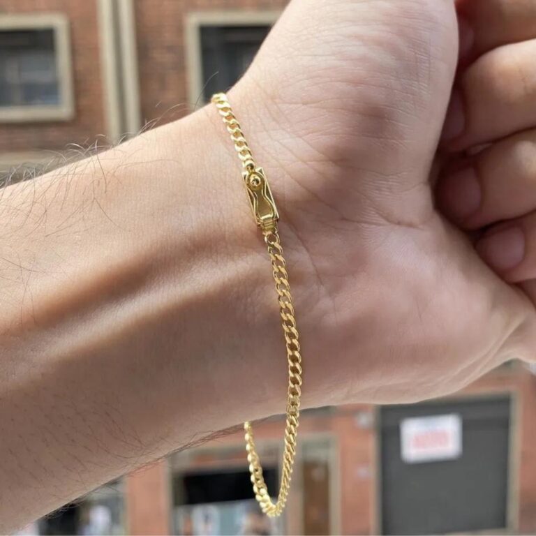 Pulseira Masculina De Ouro 24K Grumet 2,5mm Banhad