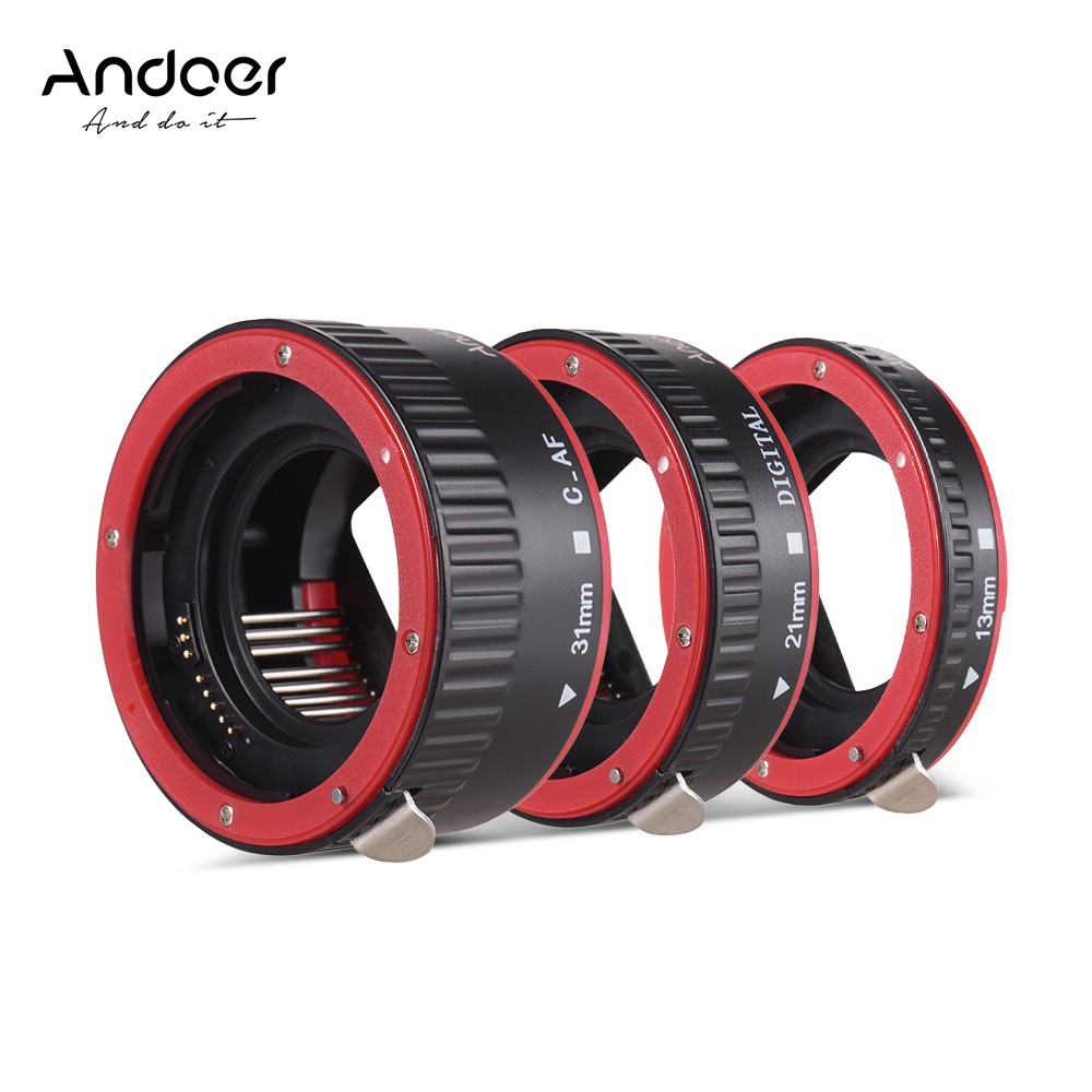PR*Andoer Portable Auto Focus AF Macro Extension Tube Adapter Ring (13mm +21mm +31mm) for Canon EOS