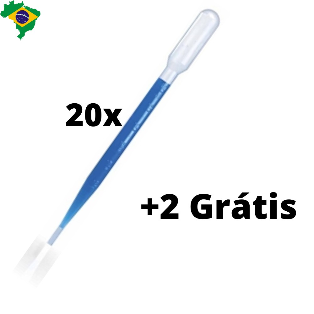 20 Unidades Pipeta Pasteur Plástica 3ML Conta Gotas