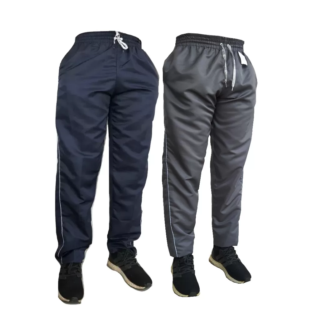 Kit 2 Calças Masculinas Esportivas, Tecido Reforçado, 3 Bolsos, Elástico, Costuras Triplas
