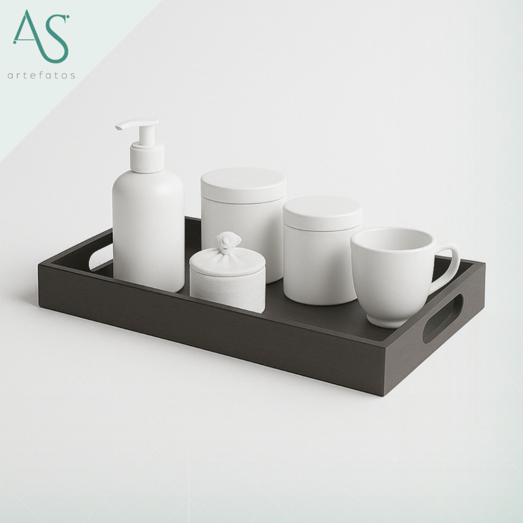 Bandeja de Café Bandeija para Cafe Marrom Mdf com Alça