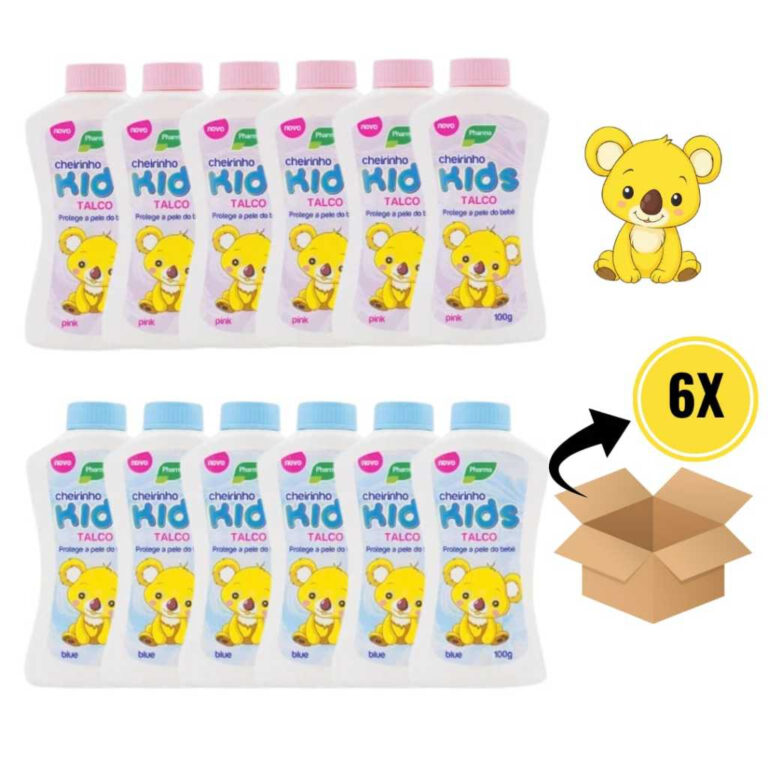 Kit 6 Talco para Bebê Cheirinho Kids Rosa/Azul &#