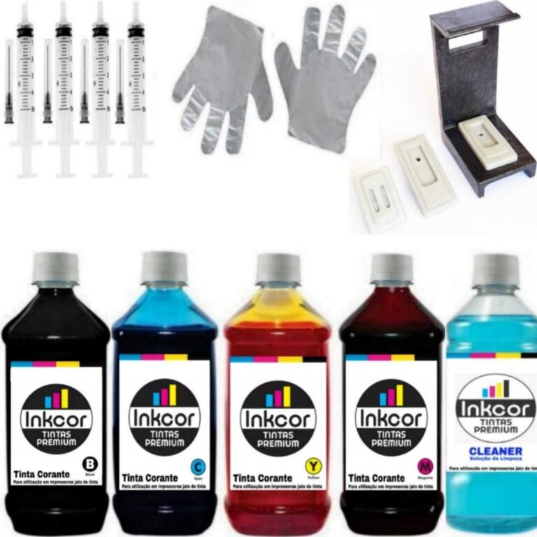 Kit Recarga Cartucho 300ml no Total (60ml cada cor
