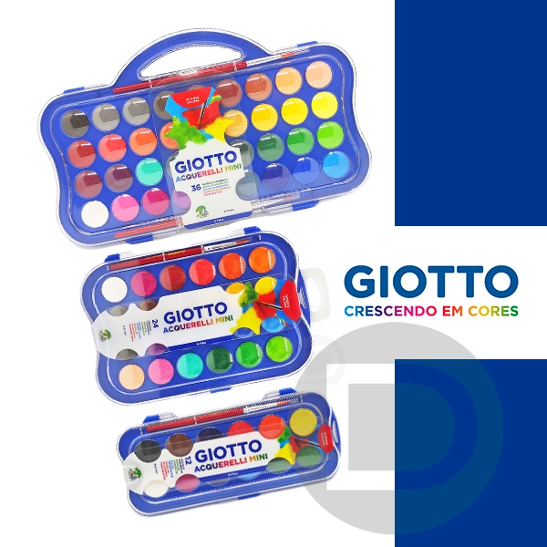 Aquarela Giotto Pastilha 12 24 e 36 Cores 23mm com