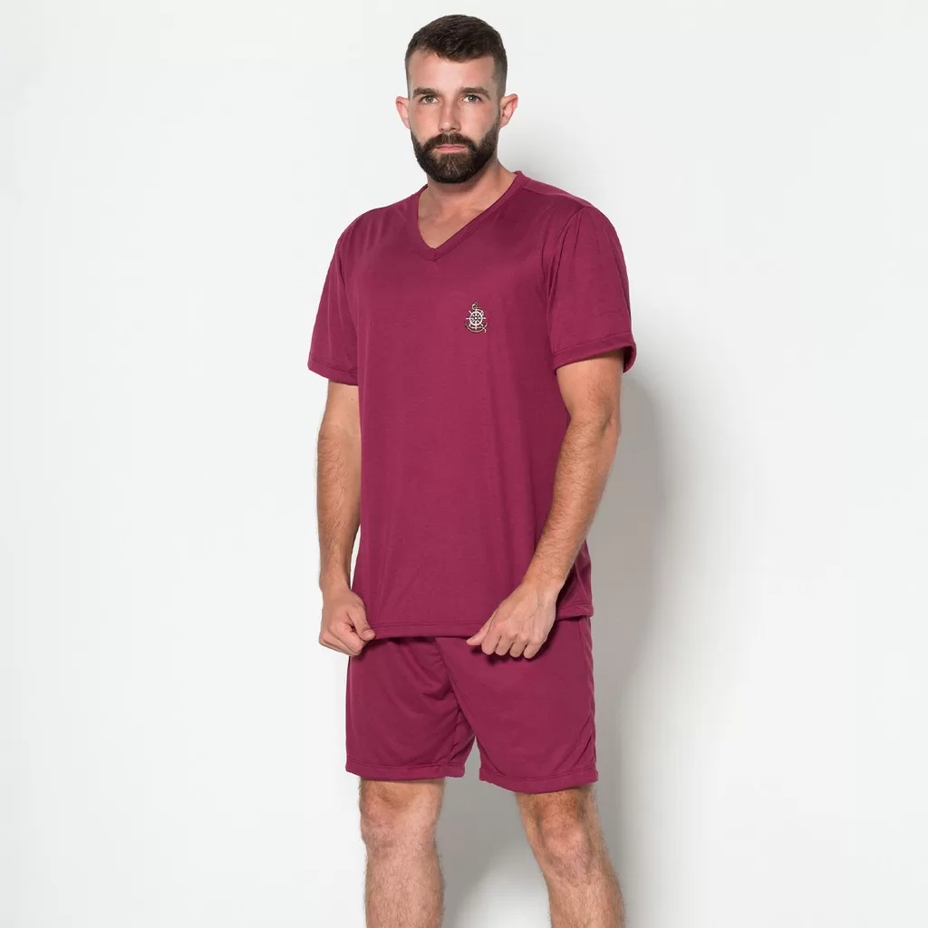 Promoção Pijama Masculino Fechado  Conjunto Curto  Short  Blusa Adulto