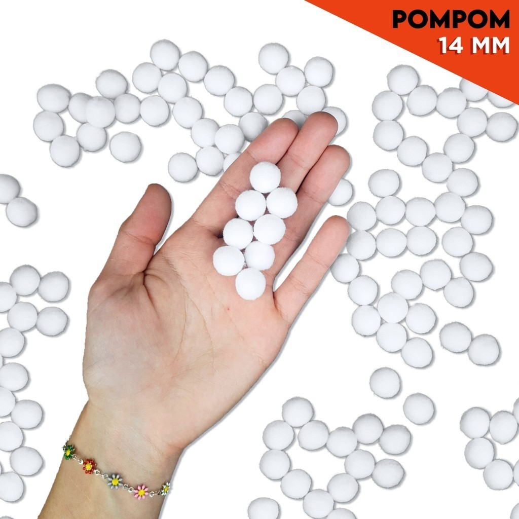 Pompom Branco – 14 Mm Pacote Com 100 Unidades – Nybc