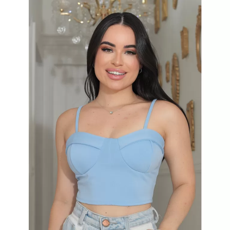 Cropped Top Neoprene Com Bojo Meia Taça Alcinha D