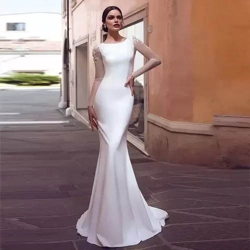 Vestido De Noiva Sereia Manga Longa, Costa Ilusão