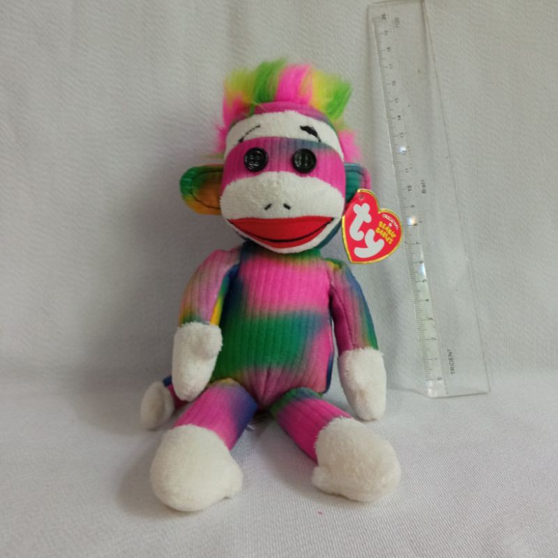 macaquinho de pelúcia rainbow cores colorido plush ty beanie babies