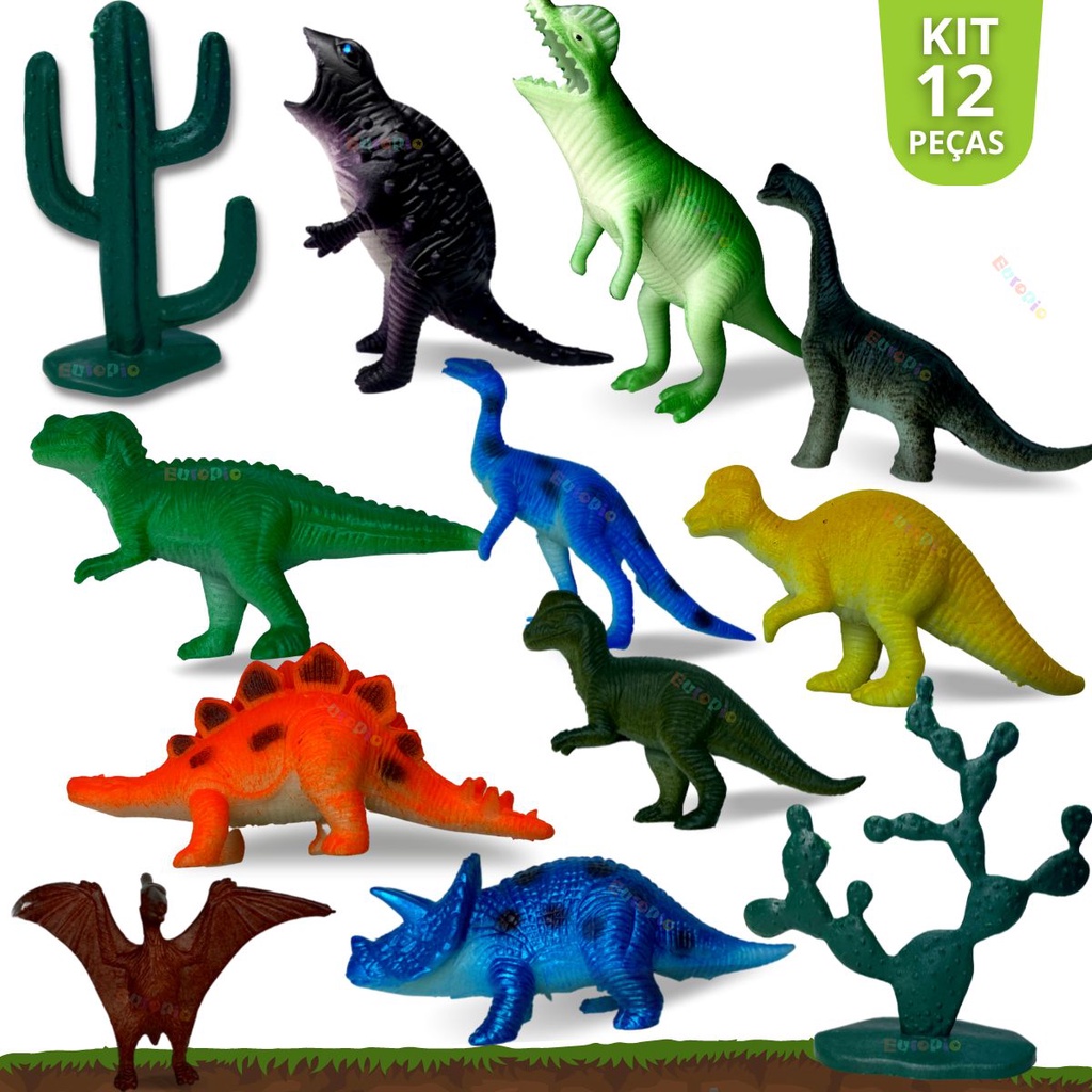Dinossauro Borracha Kit C/ 12 Miniatura Pequena Brinde Festa