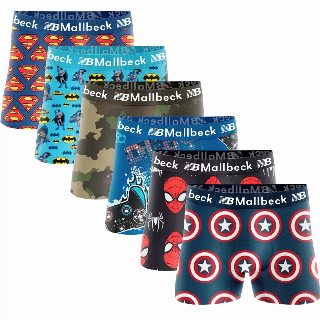 Kit 5 Cuecas Box Boxer Infantil Mallbeck Microfibra Cueca