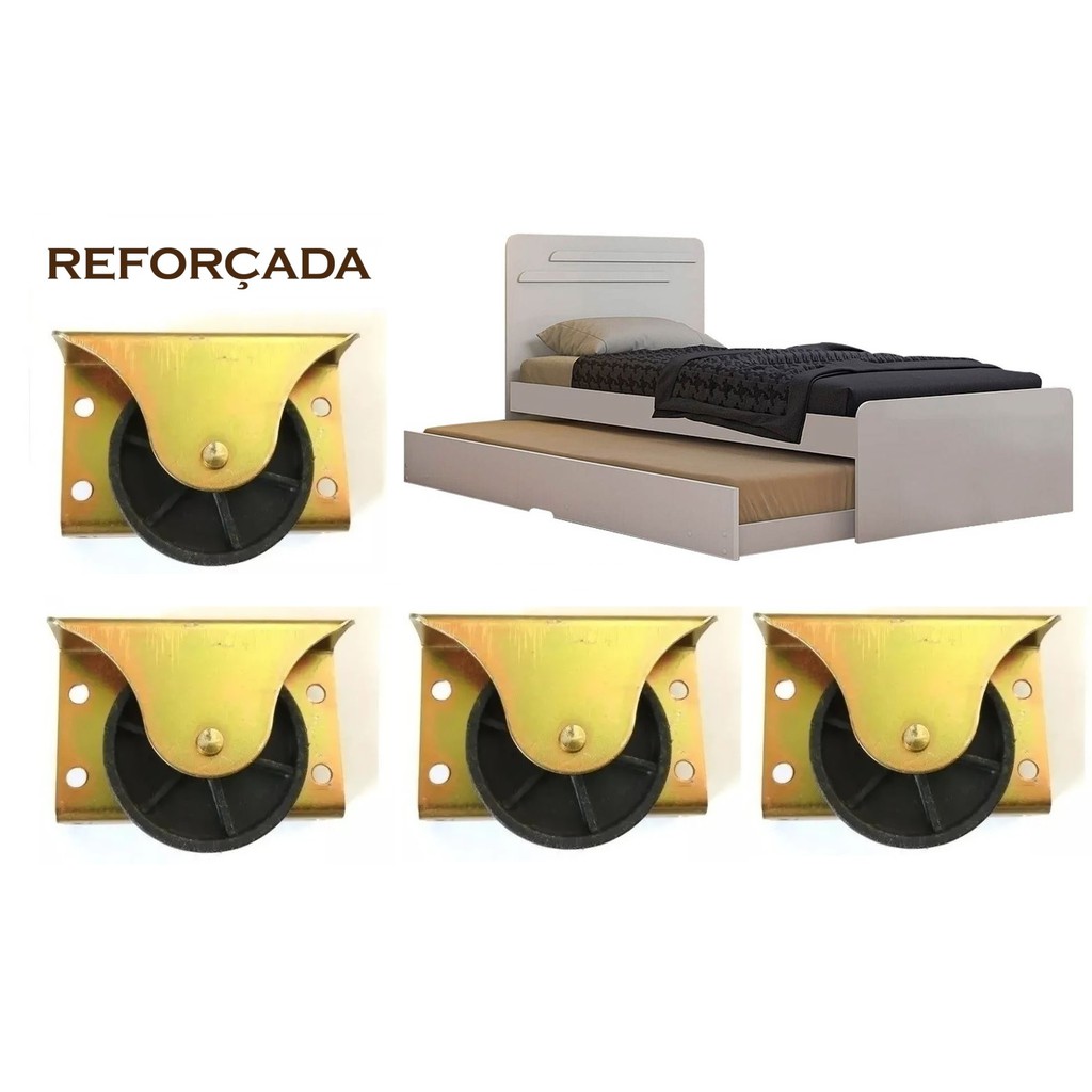 Rodinha Para Cama Auxiliar Bicama – Kit 4 Peças (reforçada)