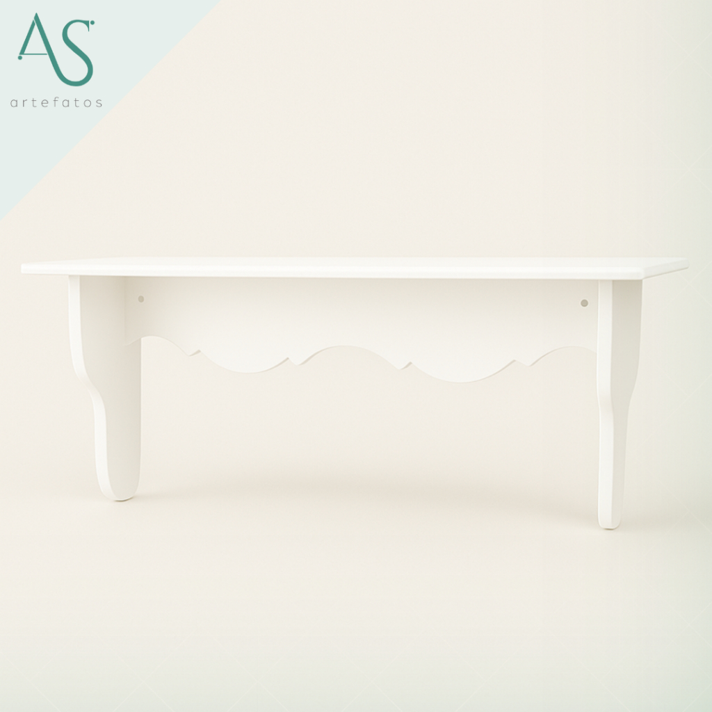 Prateleira para Sala Decoracao Mdf Suspensa Trabalhada Branca