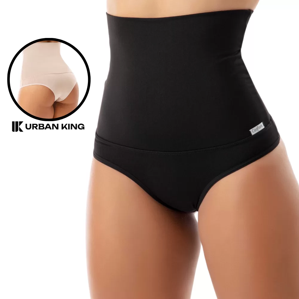 Calcinha Cinta Modeladora Cintura Compressão Cós Alto Redutora De Medidas