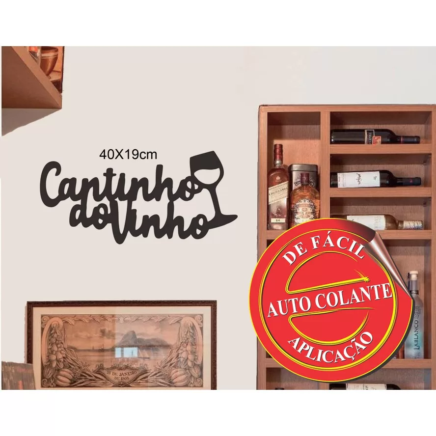 Painel Decorativo Cantinho do Vinho para Bar, Barzinho ou Presente 40X19cm MDF com Pintura.