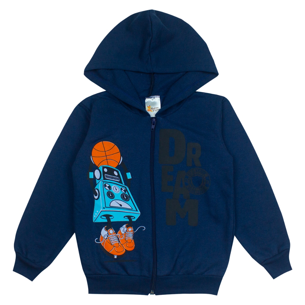 Casaco Infantil Menino Moletom Jaqueta Capuz E Zíper